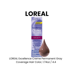 LOREAL Excellence Creme Permanent Gray Coverage Hair Color, 1.74oz - 4.4