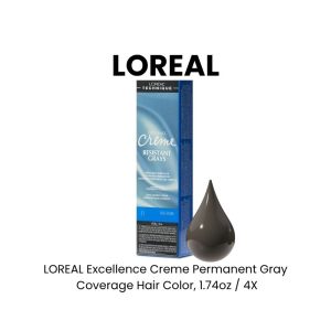 LOREAL Excellence Creme Permanent Gray Coverage Hair Color, 1.74oz - 4X