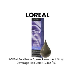 LOREAL Excellence Creme Permanent Gray Coverage Hair Color, 1.74oz - 6.6X
