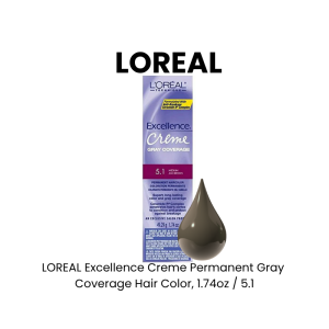 LOREAL Excellence Creme Permanent Gray Coverage Hair Color, 1.74oz - 5.1