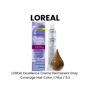 LOREAL Excellence Creme Permanent Gray Coverage Hair Color, 1.74oz - 5.3