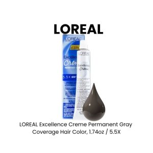 LOREAL Excellence Creme Permanent Gray Coverage Hair Color, 1.74oz - 5.5X