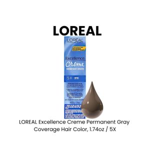 LOREAL Excellence Creme Permanent Gray Coverage Hair Color, 1.74oz - 5X