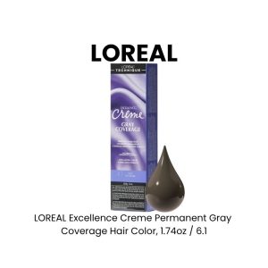 LOREAL Excellence Creme Permanent Gray Coverage Hair Color, 1.74oz - 6.1