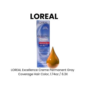 LOREAL Excellence Creme Permanent Gray Coverage Hair Color, 1.74oz - 6.3