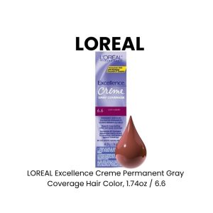 LOREAL Excellence Creme Permanent Gray Coverage Hair Color, 1.74oz - 6.6