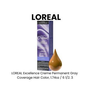 LOREAL Excellence Creme Permanent Gray Coverage Hair Color, 1.74oz - 6 1/2. 3