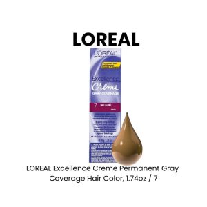 LOREAL Excellence Creme Permanent Gray Coverage Hair Color, 1.74oz - 7