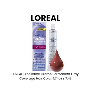 LOREAL Excellence Creme Permanent Gray Coverage Hair Color, 1.74oz - 7.43