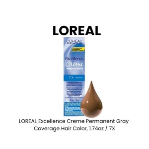LOREAL Excellence Creme Permanent Gray Coverage Hair Color, 1.74oz - 7X