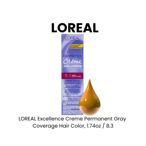 LOREAL Excellence Creme Permanent Gray Coverage Hair Color, 1.74oz - 8.3