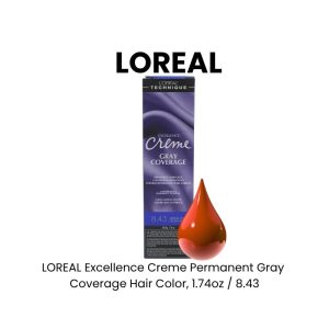 LOREAL Excellence Creme Permanent Gray Coverage Hair Color, 1.74oz - 8.43