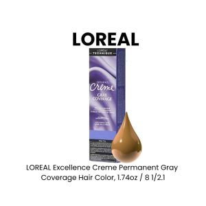 LOREAL Excellence Creme Permanent Gray Coverage Hair Color, 1.74oz - 8 1/2.1