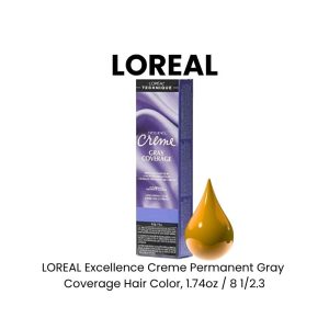 LOREAL Excellence Creme Permanent Gray Coverage Hair Color, 1.74oz - 8 1/2.3