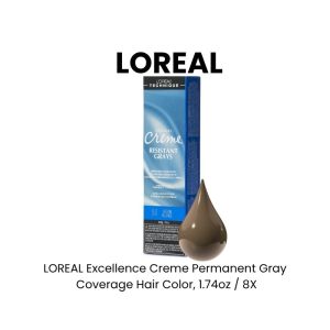 LOREAL Excellence Creme Permanent Gray Coverage Hair Color, 1.74oz - 8X