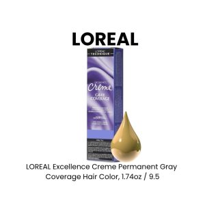 LOREAL Excellence Creme Permanent Gray Coverage Hair Color, 1.74oz - 9.5