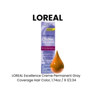 LOREAL Excellence Creme Permanent Gray Coverage Hair Color, 1.74oz - 9 1/2.34