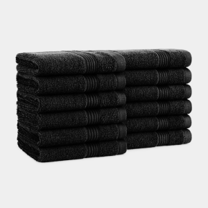 PROTEX TOWELS Edge Towels, 12 Count - Jet Black - 16" x 27" - 12Pk