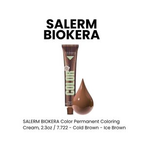 SALERM BIOKERA Color Permanent Coloring Cream, 2.3oz - 7.722 - Cold Brown - Ice Brown