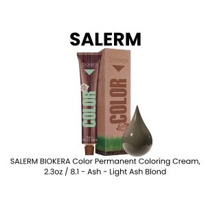 SALERM BIOKERA Color Permanent Coloring Cream, 2.3oz - 8.1 - Ash - Light Ash Blond