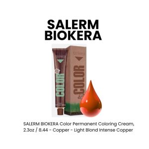 SALERM BIOKERA Color Permanent Coloring Cream, 2.3oz - 8.44 - Copper - Light Blond Intense Copper