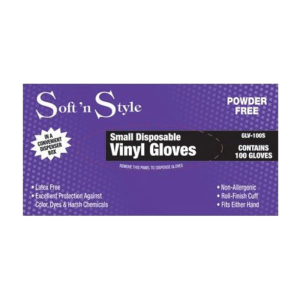 SOFT N STYLE Disposable Vinyl Gloves - 100 Gloves - Small