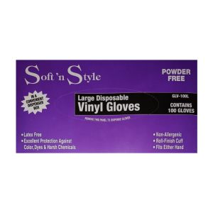 SOFT N STYLE Disposable Vinyl Gloves - 100 Gloves - Large