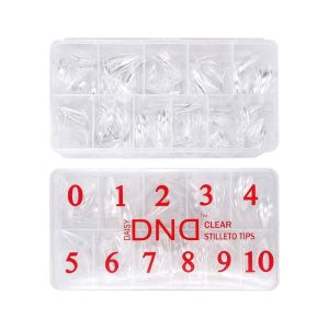 DAISY DND Pointed Clear Stilleto Nail Tips 500pcs Box - Sizes 1-10