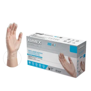 AMMEX Industrial Clear Vinyl Gloves, 1000 Count - Medium
